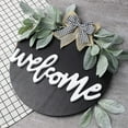 thumbnail image 5 of Goowood Farmhouse Welcome Sign Rustic Door Hanger Round Wood Plaque with Greenery Bow for Front Porch Entryway Wall Decor, 5 of 5