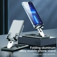 thumbnail image 4 of Folding Aluminum Phone Stand for Iphone for Samsung Solid Support Holder for Huawei for Xiaomi Metal Table Holder Universal Phone Holder (Dark Gray), 4 of 7