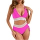 thumbnail image 1 of Traje de Baño de Cintura Alta de las Mujeres V-Cuello Ajuste de Cordón Ajustado Junta Dividida Conjunto para la Playa Piscina Verano, 1 of 9