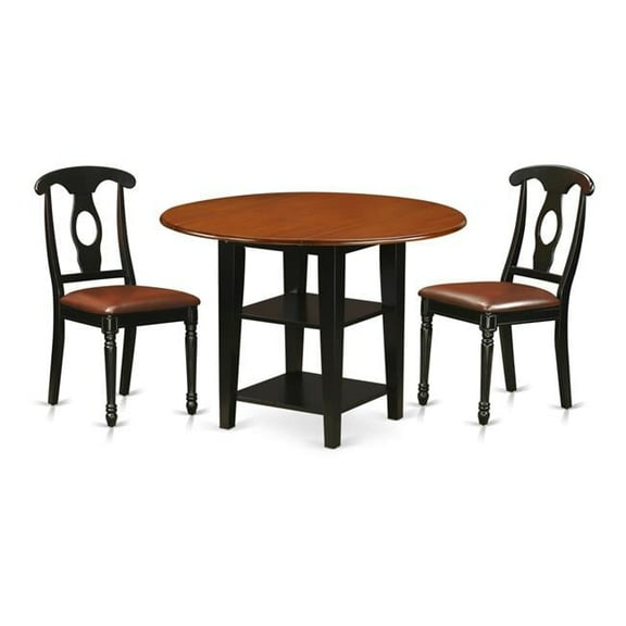 East West Furniture SUDO3-BCH-W 3 Piece Sudbury Set, Rich Black & Cherry