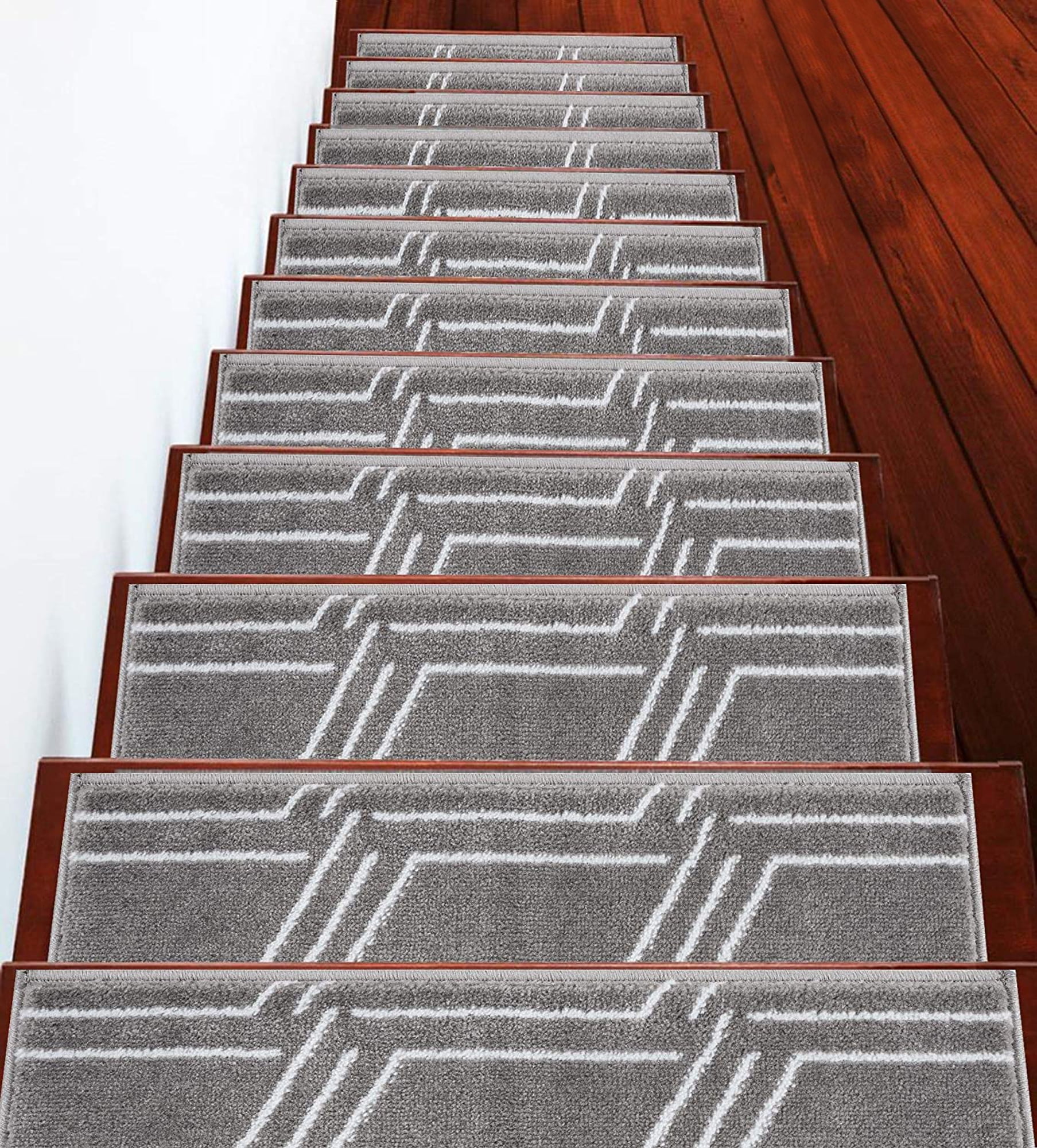 Set 13 Steps Stair Area Rug Treads Carpet Floral Non-slip Staircase Protect BIN 