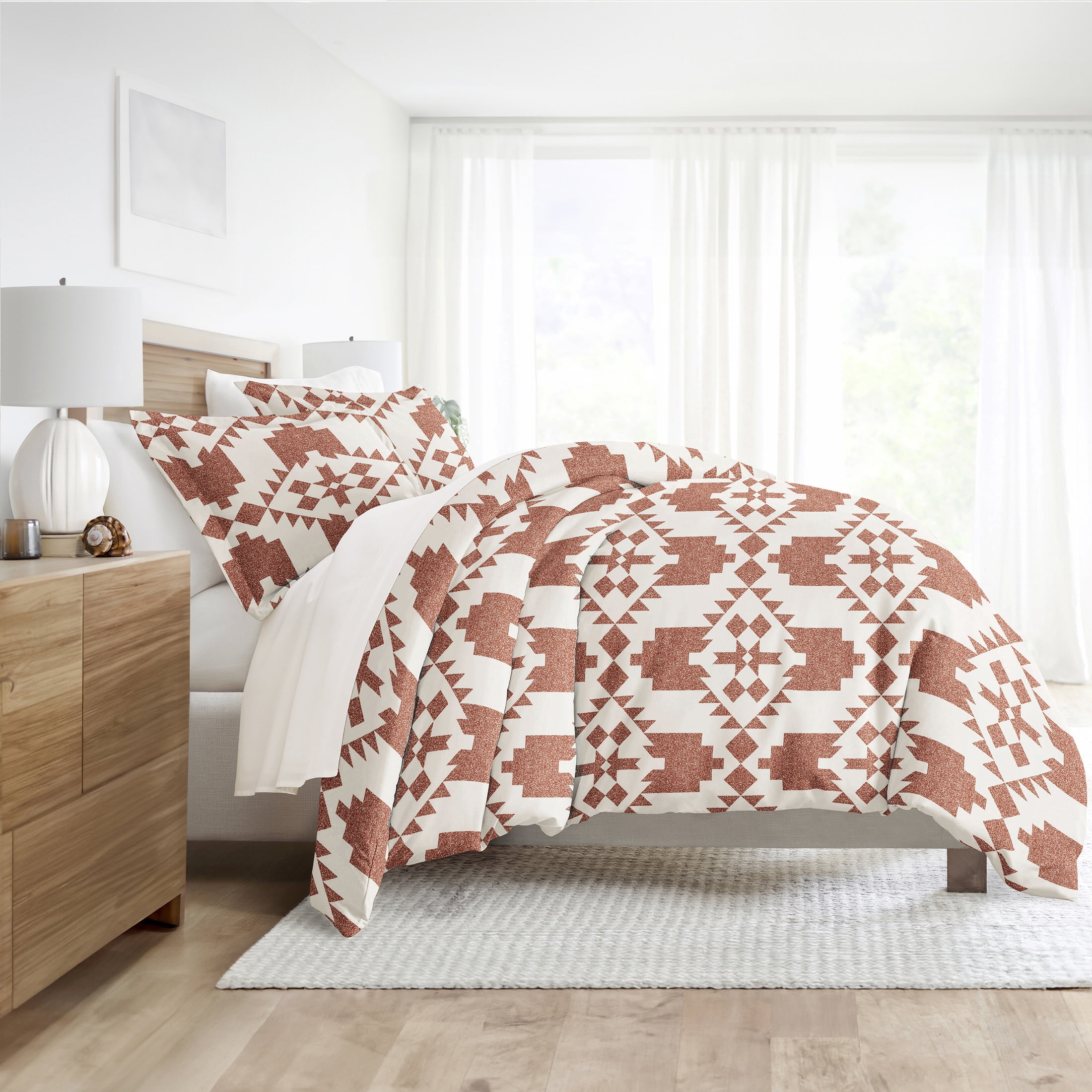 Noble Linens Clay Adobe Diamond Reversible 2-Piece Duvet Cover Set, Twin/Twin XL