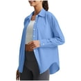 thumbnail image 2 of YUGYXL Women's Sun Protection Shirts Long Sleeve UPF 50+ Button Down Shirt Quick Dry Summer Beach Cover Up for Hiking Safari Blue L, 2 of 7
