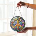 thumbnail image 2 of Peace Sign Stained Glass SunCatcher Peace Symbol Light Catcher Window Hanging Home Decoration Gifts New Home Protection, 2 of 3