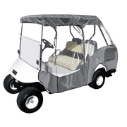 Covered Living 4 Passenger 3-Sided Drivable Golf Cart Enclosure | Premium Tight Weave, YYK Zippers Fits EZ Go, Club Car| Standard Roof Up to 58" L | Grey