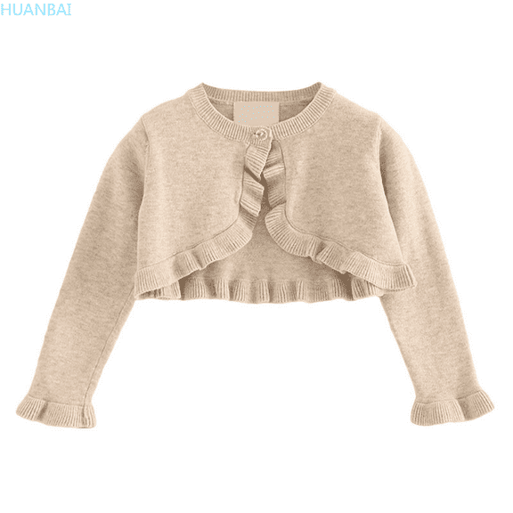 HUANBAI Girls Knit Cardigan Sweater Autumn Casual Outerwear Baby Toddler Kids Top Soft Comfortable Lightweight Layering Piece For Spring Summer Fall Crewneck Basic Tees 2-3 Years