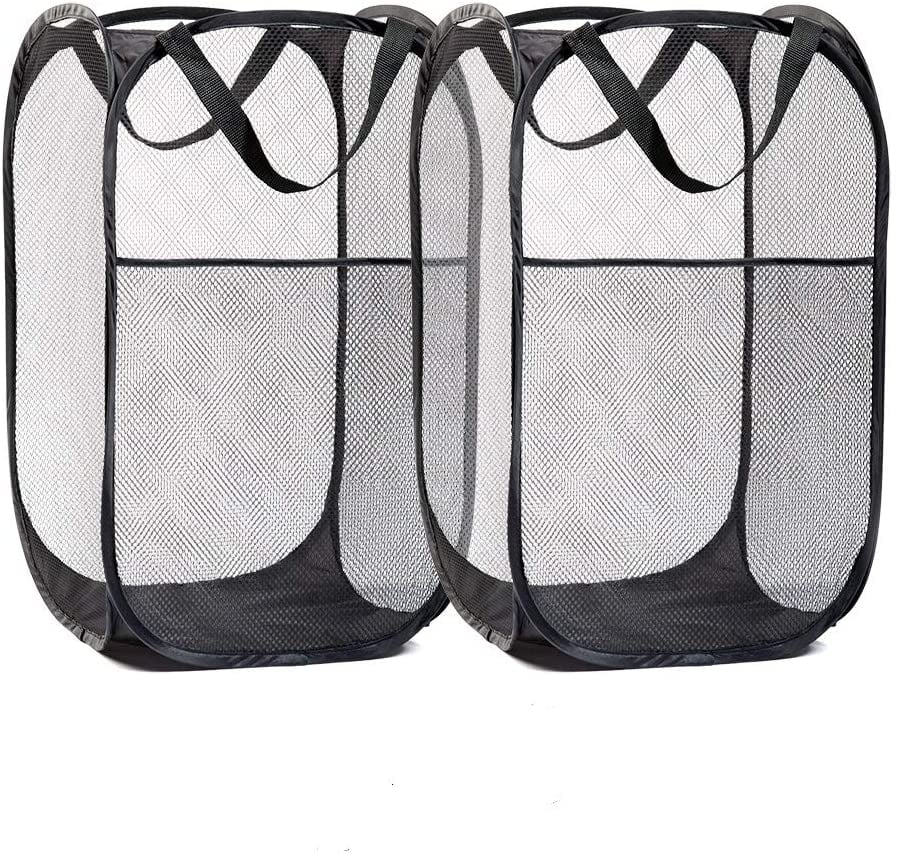 Mesh Popup Laundry Hamper Two Compartments Collapsible for Storage and Easy to O 