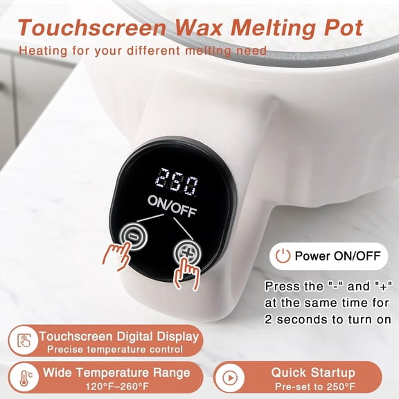 Touchscreen Wax Melting Pot, Digital Temperature Control (120°F-260°F), Electric Wax Melter for Candle & Soap Making with Pour & Non-Stick Coating, Ideal for  Crafts & Beginners