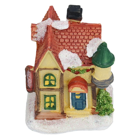 Escena navideña Casas de pueblo, Casa de resina navideña Casa de resina navideña LED Casa de resina navideña LED Rendimiento lleno de energía Jadeshay A