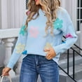 thumbnail image 5 of Womens Sweaters Flower Print - Crewneck Knitted Long Sleeve Sweaters Fall Winter Pullover Casual Top, 5 of 6