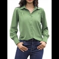 thumbnail image 2 of Blusa Elegante de Larga para Mujer, Estilo Informal, con Cuello Abotonado y Plisada Al Frente. Cian M, 2 of 9