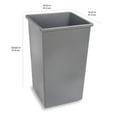 thumbnail image 3 of Square Waste Container, Open Top, Space Saving, 25 Gallons, Grey, Pack of 2, 3 of 5