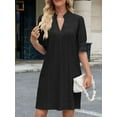 thumbnail image 5 of Women's Eyelet Flounce Sleeve Mini Dress 95% polyester and 5% spandex fabric for a light comfortable everyday wear, 5 of 13