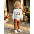 thumbnail image 4 of BemeyourBBs Toddler Baby Boys Thanksgiving Outfit Newborn Baby Boy Fall Winter Clothes Infant Long Sleeve Letter Turkey Embroidery Sweatshirt Tops and Drawstring Jogger Pants Set, 4 of 9