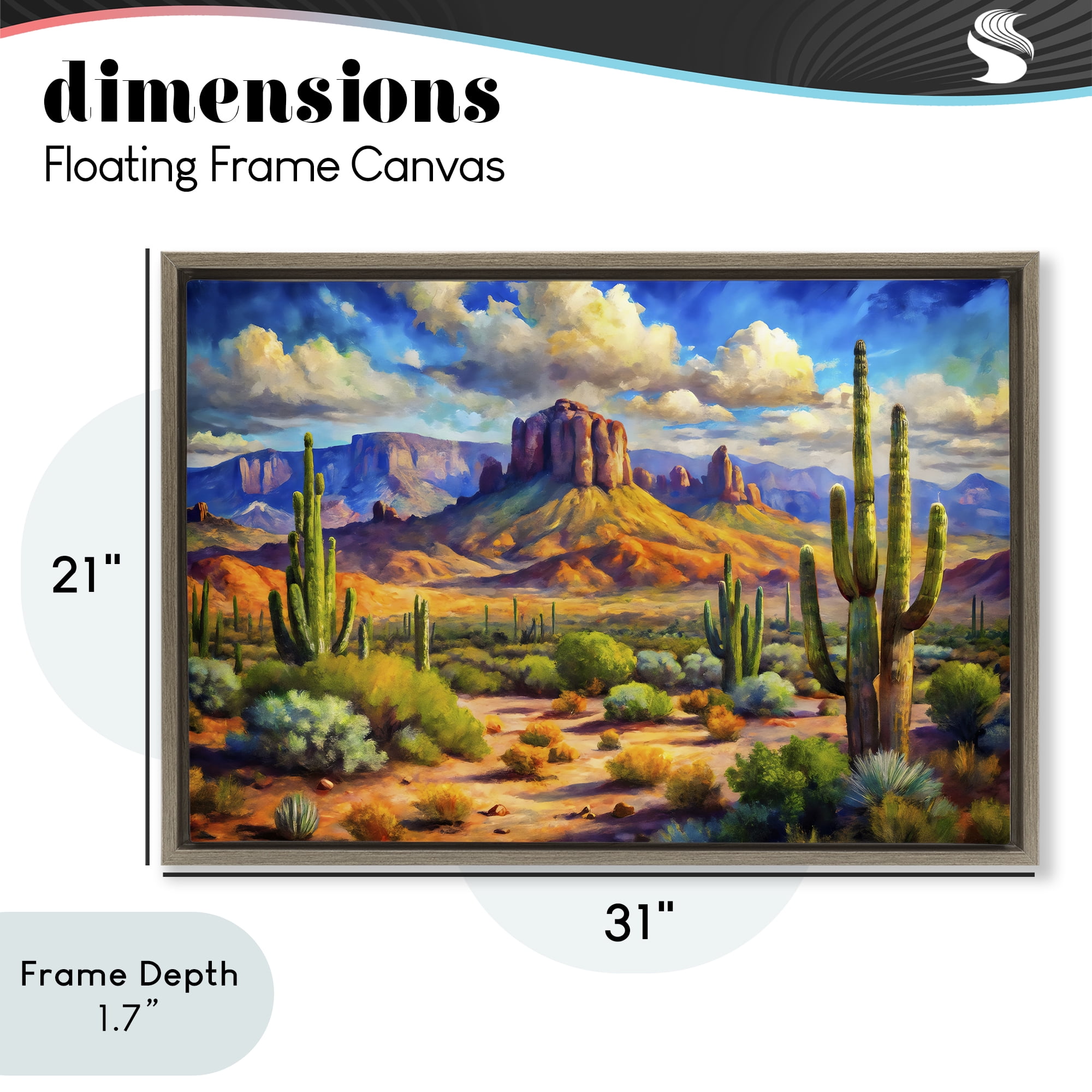 Stupell Industries Majestic Saguaro Desert Landscape Brown Framed Floater Canvas Wall Art, design by Creative Studio