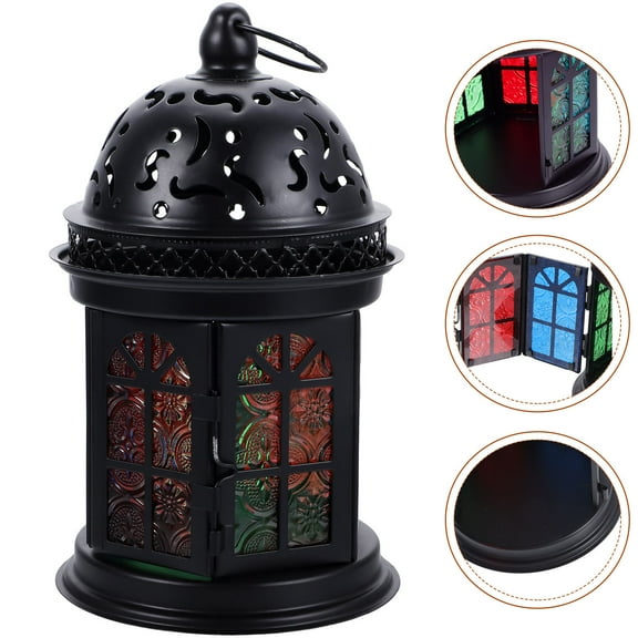 SEWCHICS Birthdays Lanterns Decorative Black Iron 1Pack for Pillar Candles