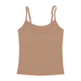 thumbnail image 4 of Womens Tank Tops, Duoif Ribbed Crop Top with Built-In Bra, Sleeveless Layering Womens Shirts Khaki L, 4 of 4