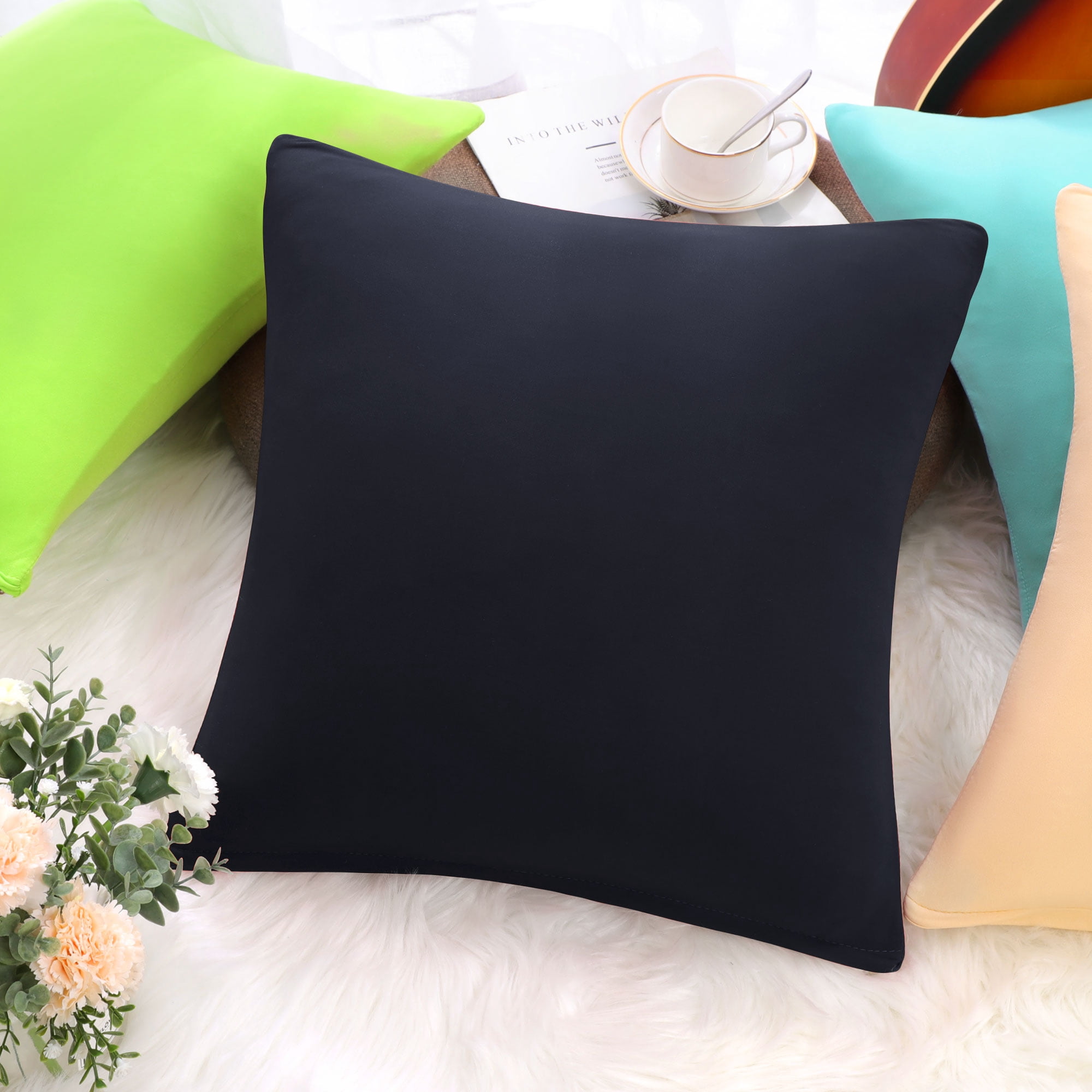 Unique Bargains Solid Decorative Throw Pillow Cover 18" x 18" Navy Blue
