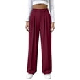thumbnail image 2 of Mifsaly Wide Leg Dress Pants Women Pleated High Waist formal Pants Clean Lines Business Occasion Work office Long Trousers with Pockets M, 2 of 9