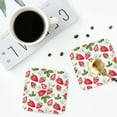 thumbnail image 4 of Yiaed Strawberry1 Print Leather Coasters for Drinks - Cup Coasters Coffee Table Kitchen Table Bar, Home & Office Gifts Handmade Drink Coasters-Square, 4 of 6