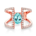 thumbnail image 2 of Gem Stone King 1.86 Ct Oval Blue Apatite 18K Rose Gold Plated Silver Ring (Size 7), 2 of 3