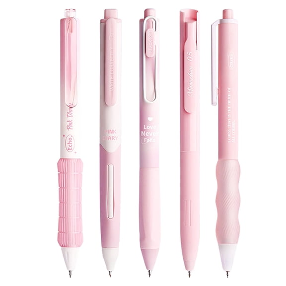 5 Pcs Gel Pens, 5.71 in Black Ink Pens, 0.5mm Fine Point Smooth Writing Pens, No‑Smear Ballpoint Pens, Retractable Pens with Soft Grip, Aesthetic Journaling Writing Tools for Office Daily Notetaking