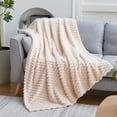 thumbnail image 4 of Fleece Throw Blanket for Couch or Bed - 3D Imitation Turtle Shell Jacquard Decorative Blankets Cozy Soft Lightweight Fuzzy Flannel Suitable All Seasons(50"×60" Beige), 4 of 4