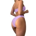 thumbnail image 5 of Blotona Women's Summer 3PCS Bikini Sets Solid Color Mini Bra + Low Waist Thong + Bandage Skirt, 5 of 7