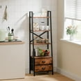 thumbnail image 5 of 4-Tier Ladder Shelf,Small Bookshelf with 2 Drawers,Vertical Bookcase Storage Rack Organizer,Rustic Bookshelves for Living Room,Bedroom,Bathroom,Home Office,Kitchen,Rustic Brown, 5 of 16
