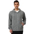 thumbnail image 1 of Sudadera con capucha para hombre, con cremallera completa, manga larga, ligera, sólida, deportiva, con capucha gris M Unique Bargains Sudadera, 1 of 6