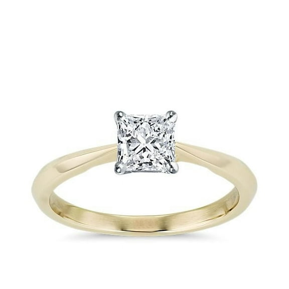 1.00 Ct Brilliant Princess Shape Solitaire Genuine Diamond Beautiful Wedding Ring for her Solid 18K Yellow Gold Size 7