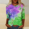 thumbnail image 3 of Raeneomay 3/4 Length Sleeve Womens Tops Women's Fashion Printed T-Shirt Blouse Round Neck Casual Tops, 3 of 6