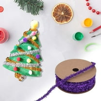 Holiday Glitter Christmas Ribbon 8mm - Metallic Yarn Garland Fringe for Gift Wrapping and Tree Decoration, 10 Yard Roll of Festive Ribbon