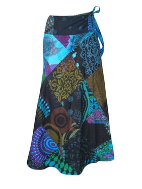 Mogul Women Patchwork Long Skirt Cotton Gypsy Printed Hippie Bohemian Beautiful Comfortable Wrap Around Skirts