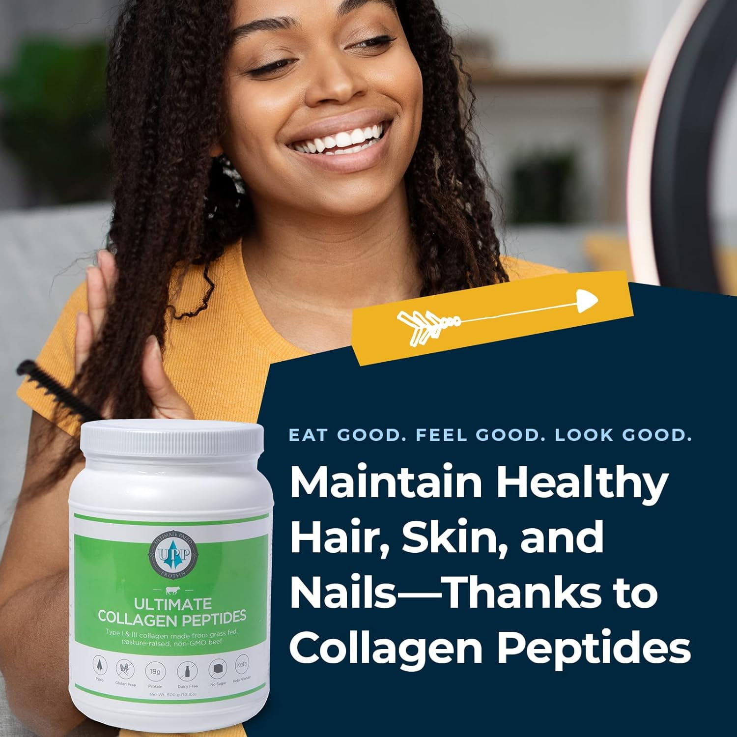 Ultimate Paleo Protein Collagen Peptides | Provides Type I & III Collagen | Paleo and Keto Friendly, Gluten Free, No Artificial Sweeteners or Preservatives - 30 Servings