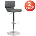 thumbnail image 4 of Merrick Lane Swivel Barstools with Vertical Stitched Back, Gray Vinyl (Set of 2), 4 of 15
