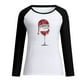 thumbnail image 4 of Blusa de manga larga con estampado de copa de vino de Navidad y costuras con cuello redondo para mujer Fridja  fksj589, 4 of 5
