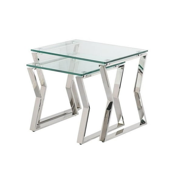 Uptown Club Lily Stainless Steel End Table in Silver