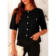 thumbnail image 3 of Suéter PRETTYGARDEN para Mujer Verano con Botones Negro Talle S, 3 of 6