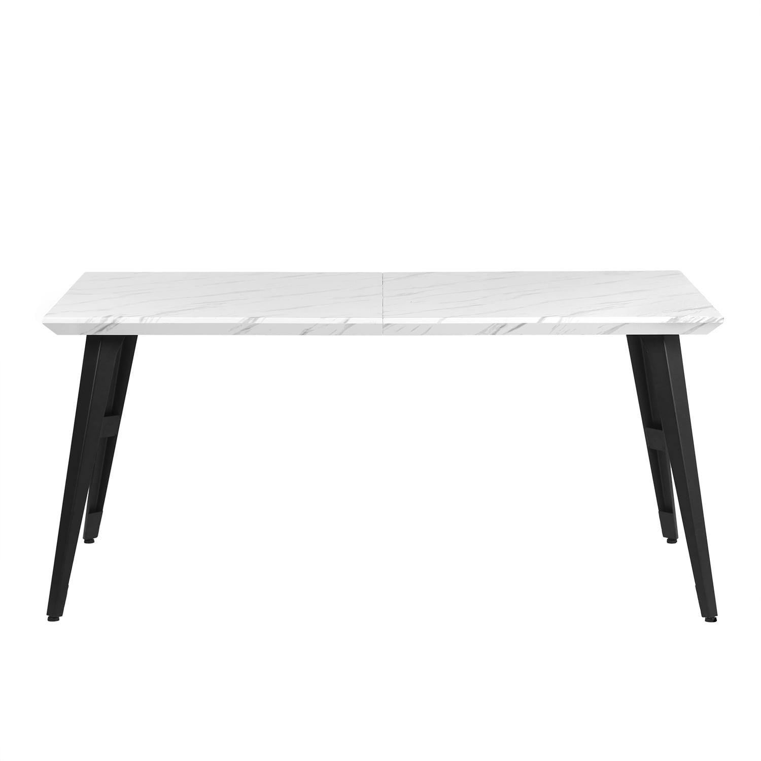 Homy Casa Dining Table for 4-6 People, 62.9inch Industrial Wood Large Kitchen Table with Strong Metal Frame, White