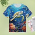 thumbnail image 4 of Nautical Green Sea Turtles Women's Short Sleeve Tops Casual Blouses T Shirt, 4 of 6