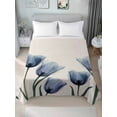 thumbnail image 4 of Spring Floral Flat Sheets Only Twin XL Size, Soft Breathable Bed Top Sheets for Mattress, Blue Tulip Summer Botanical Rustic Luxury Bedding Flat Sheets for Home Hotel Bedroom Bed Protection, 4 of 9