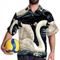 thumbnail image 4 of Swan Men's Poplin Shirt, Casual Short Sleeve Printed Button Down Summer Beach Unisex Shirts, 4 of 6