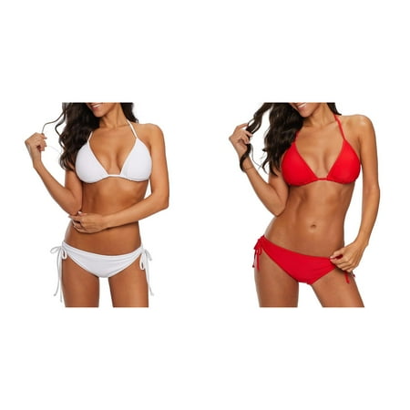 (2-Pack) 2025 New Women Bandeau Bandage Bikini Tops Set Push Up Brazilian Womens Bikini Top Swimwear Beachwear Swimsuit