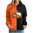 thumbnail image 2 of Yteetum Women's Thanksgiving Print Hoodies Sweatshirts Oversized Color-Block Thanksgiving Raglan Hooded Sweatshirts Coat Womens Casual Plus Size Loose Fits Long Sleeve Pullover Hooded Sweatshirt Top, 2 of 5