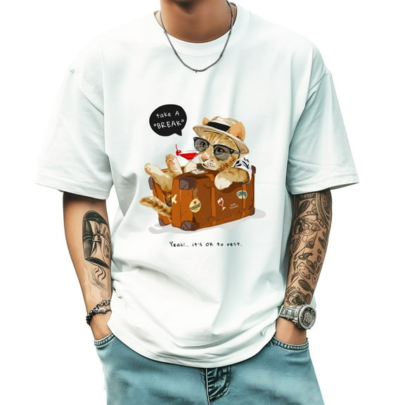 Graphic Tees for Men Summer New Print Casual Tee Fashion Trend Sports Shirt Select