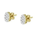 thumbnail image 4 of 18K Yellow Gold 1ct. TDW Flower Diamond Stud Earrings (H-I,I1-I2), 4 of 7