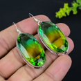 thumbnail image 2 of Natural Bi-Color Tourmaline Gemstone 925 Sterling Silver Jewelry Earring 2.29", 2 of 2