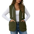 thumbnail image 4 of Xdegoge Fleece Vest Women Fuzzy Sleeveless Oversized Button Down Casual Vests Outerwear Travel Sherpa Jackets with Pockets, 4 of 6