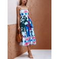 thumbnail image 2 of 26549 white Background With Blue Flowers Womens Printed Maxi Sundress, 2 of 30